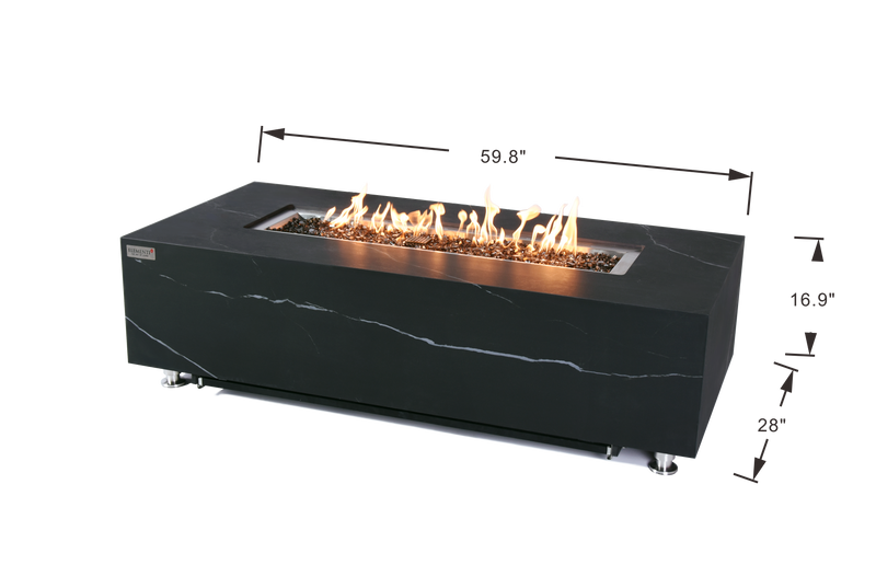 Elementi Plus Varna Marble Porcelain Gas Fire Table 60" Fire Pit Table Elementi   