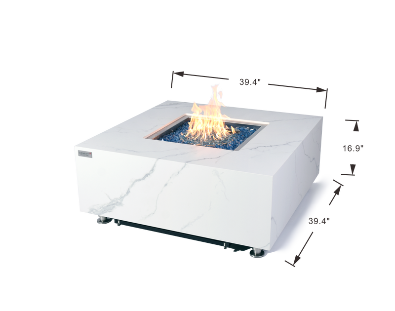 Elementi Plus Bianco Marble Porcelain Gas Fire Table 40" Fire Pit Table Elementi   