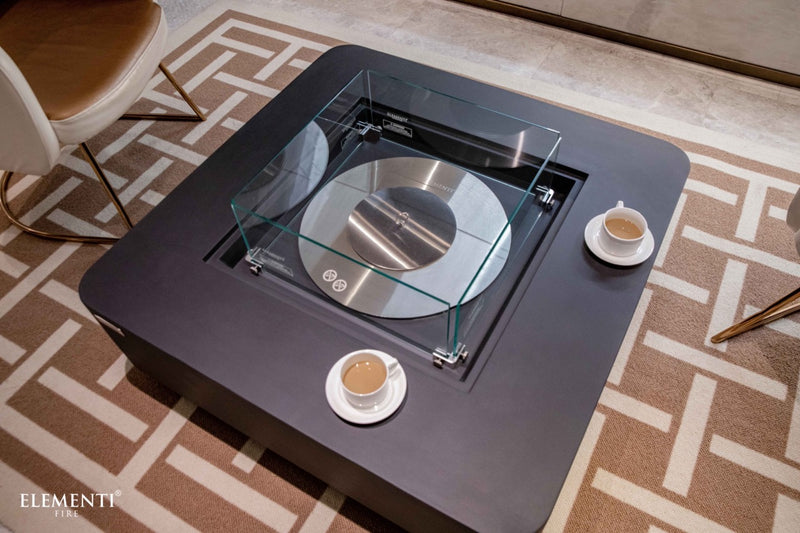 Elementi Perth Concrete Ethanol Gas Fire Table 40" for Indoor or Outdoor Use - Multiple Colors Available Fire Pit Table Elementi Slate Black  