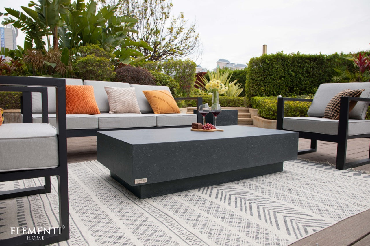 Elementi Home Tevere GFRC Concrete Coffee Table, Multiple Sizes & Colors Side Table Elementi Rectangular Slate Black 