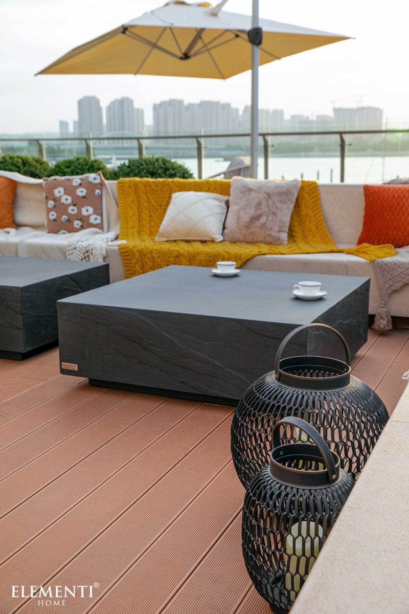 Elementi Home Colorado Concrete Coffee Table, Multiple Shapes & Colors Coffee Table Elementi Large Square Slate Black 