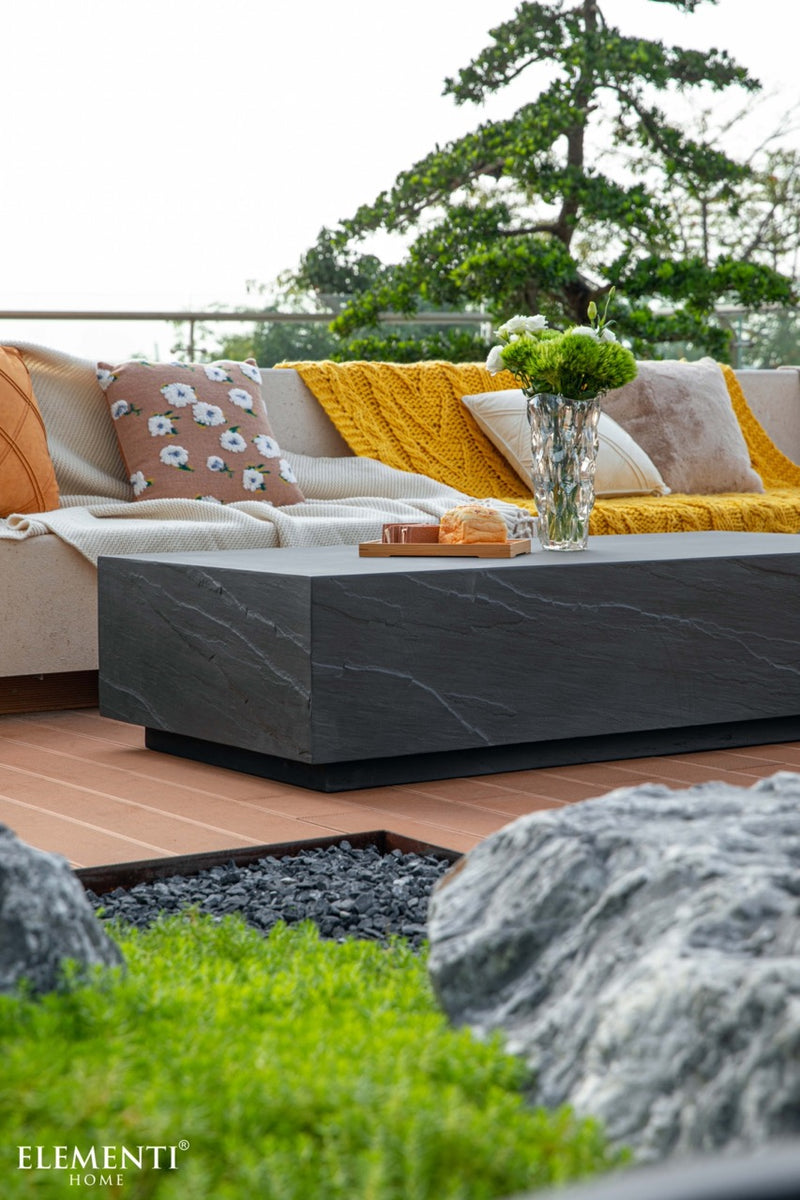 Elementi Home Colorado Concrete Coffee Table, Multiple Shapes & Colors Coffee Table Elementi Rectangular Slate Black 