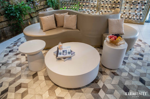 Elementi Home Rome Concrete Round Coffee Table, Multiple Colors & Sizes Coffee Table Elementi Large Cream White 
