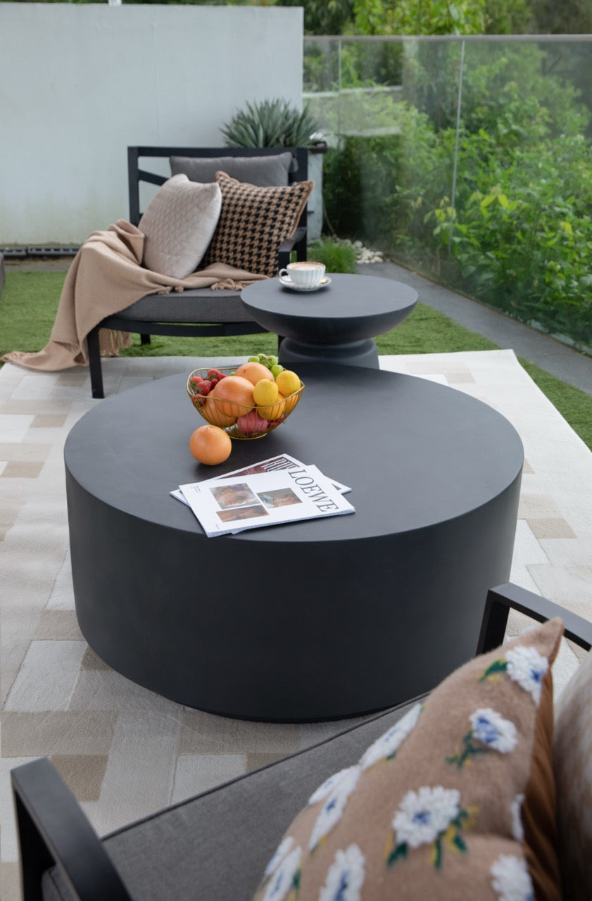 Elementi Home Rome Concrete Round Coffee Table, Multiple Colors & Sizes Coffee Table Elementi Medium Slate Black 