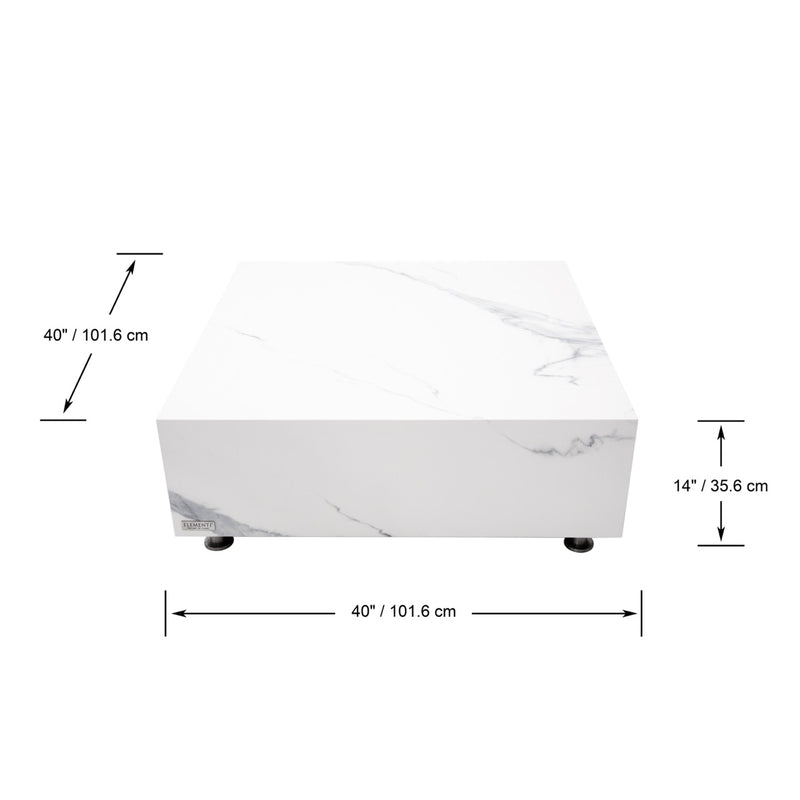 Elementi Home Bianco Marble Porcelain Coffee Table Coffee Table Elementi   