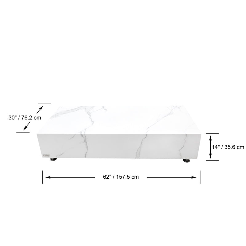 Elementi Home Bianco Marble Porcelain Coffee Table Coffee Table Elementi   