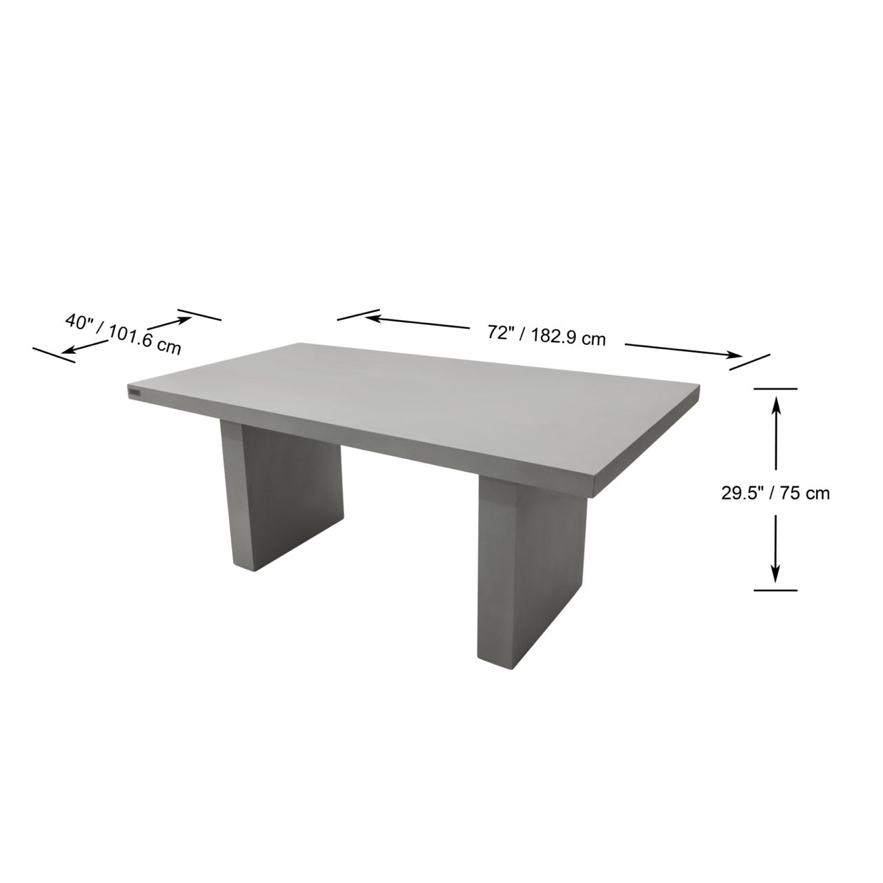 Elementi Home Santiago GFRC Concrete Rectangular Dining Table Dining Table Elementi   