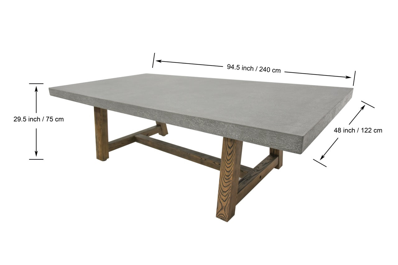 Elementi Home Seine GFRC Concrete Rectangular Dining Table Dining Table Elementi   