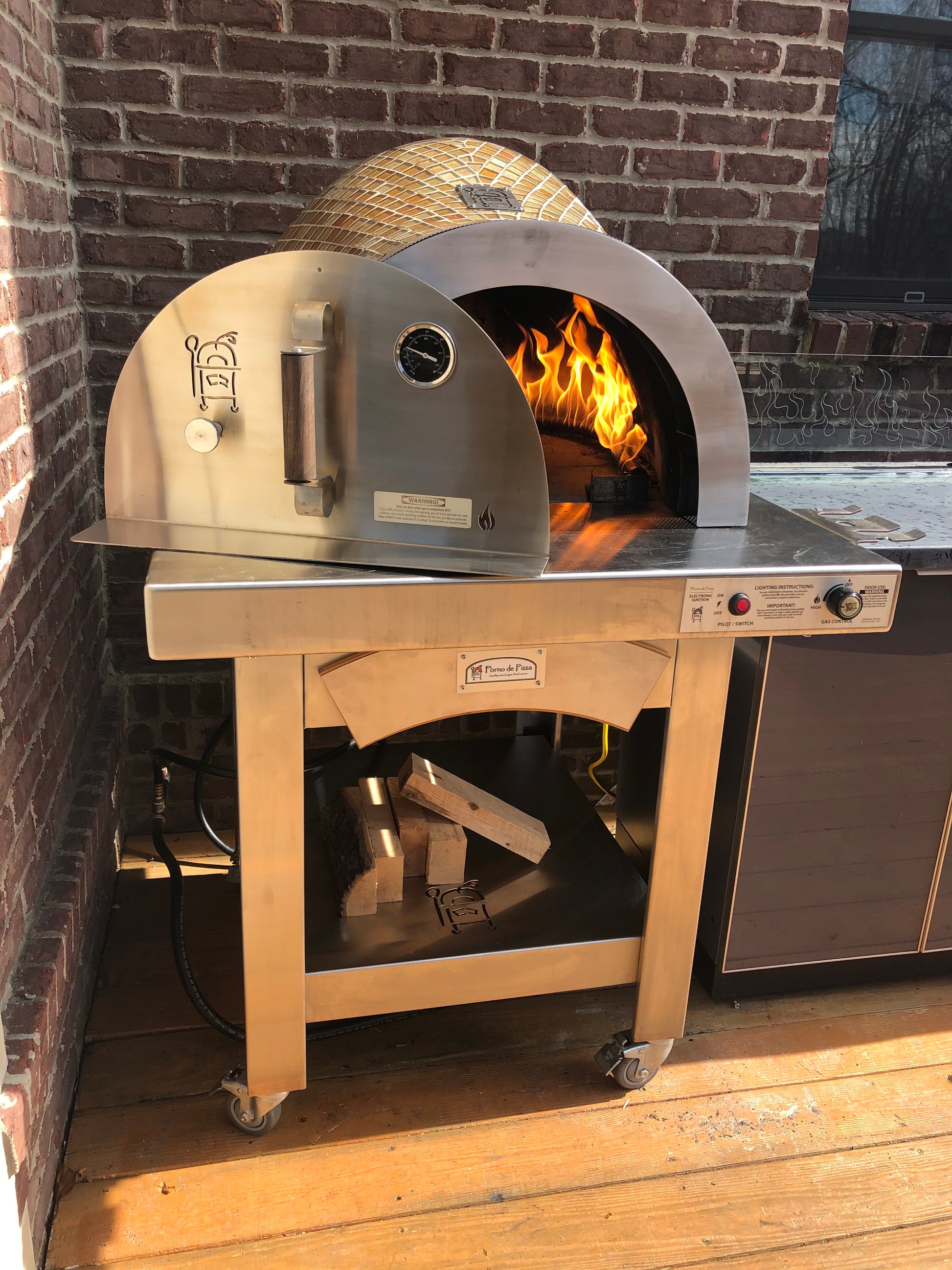 HPC Fire, Forno Series Dual Fuel Gas/Propane Wood Fired Outdoor Pizza Oven, Electronic Ignition System, 6 color options, Includes Steel Pizza Oven Stand on Wheels Pizza Oven HPC Fire   