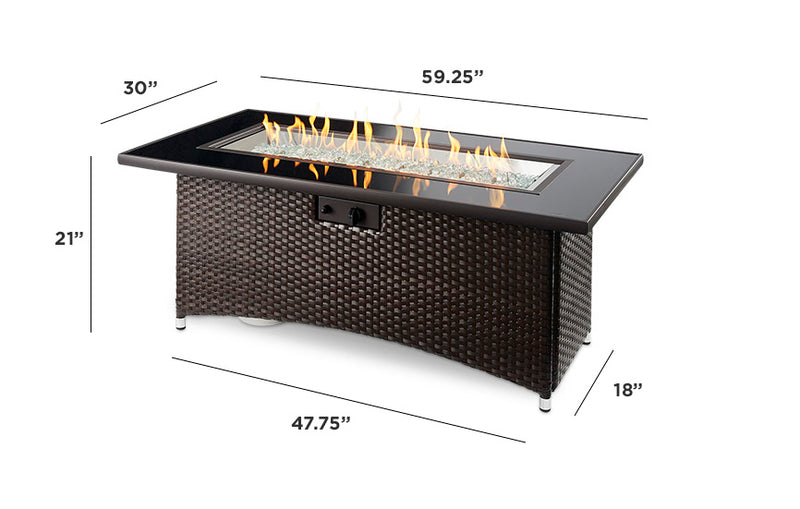 The Outdoor GreatRoom Company 60" Balsam Montego Linear Gas Fire Pit Table (MG-1242-BLSM-K) Fire Pit Table The Outdoor GreatRoom Company   