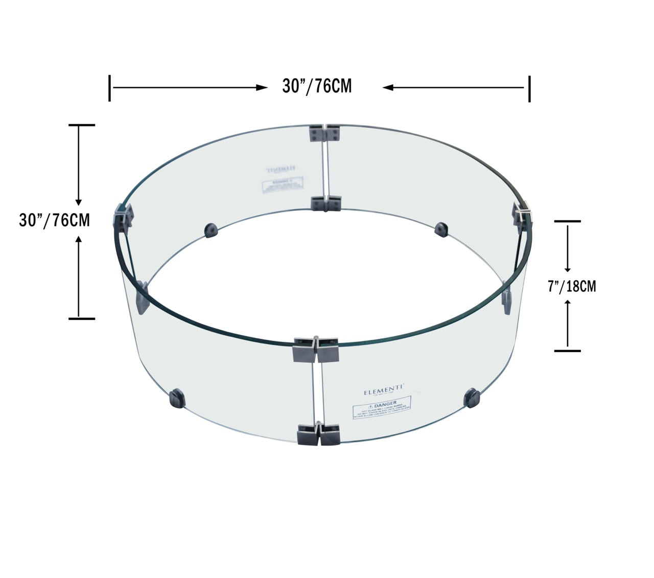 Elementi Glass Wind Guard, 30" Round Wind Guards Elementi   