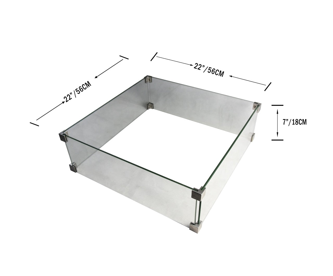 Elementi Glass Wind Guard, Square 22" for Fire Tables Wind Guards Elementi   