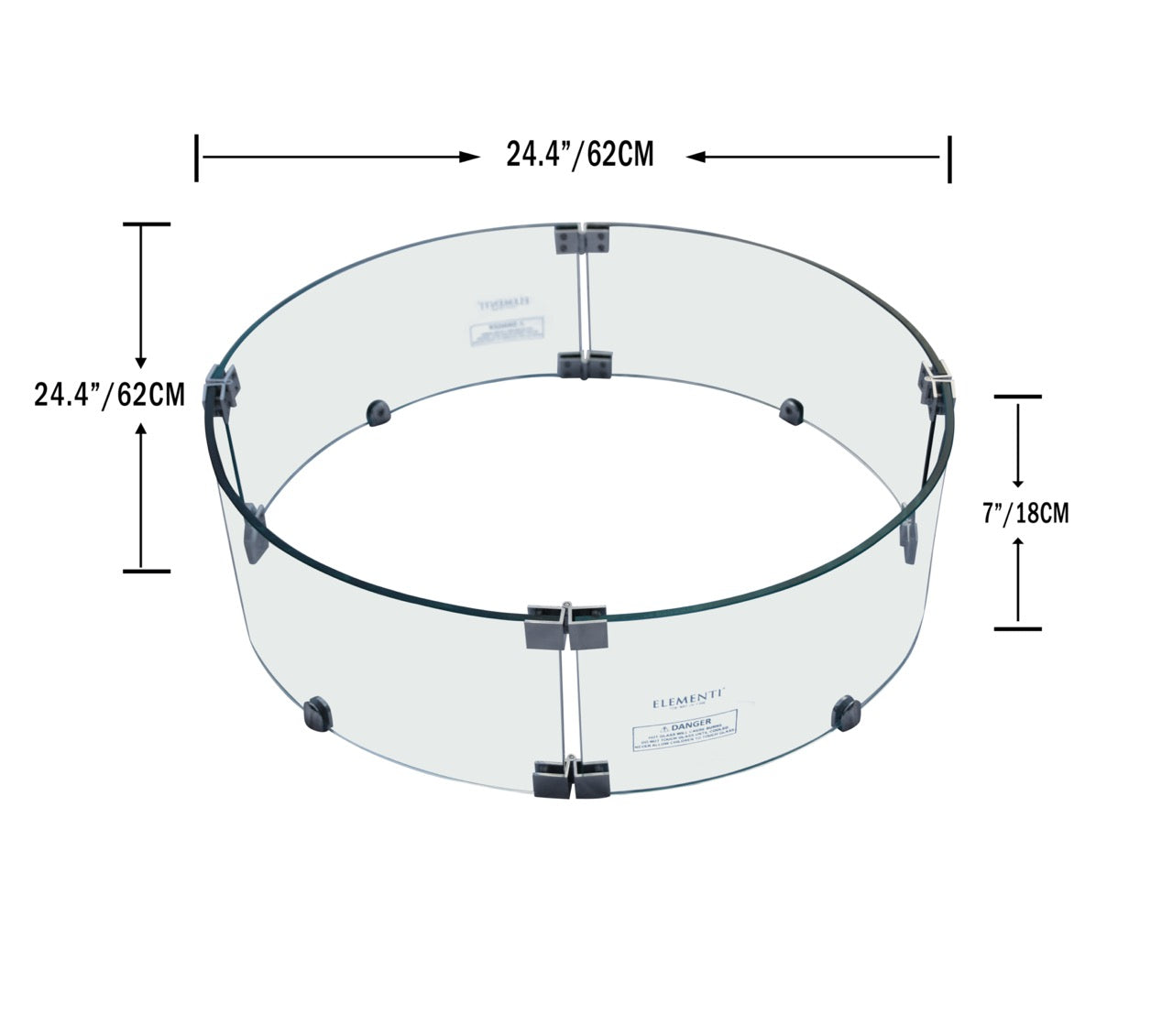 Elementi Glass Wind Guard for Metropolis, Columbia, Boulder, Lafite, Manchester Gas Fire Tables Wind Guards Elementi   