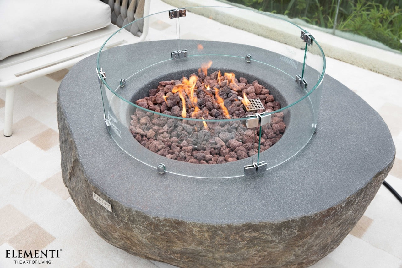 Elementi Columbia Boulder Concrete Gas Fire Table 43" Fire Pit Table Elementi   