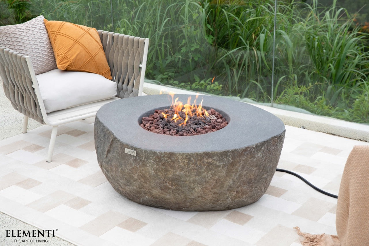 Elementi Columbia Boulder Concrete Gas Fire Table 43" Fire Pit Table Elementi   