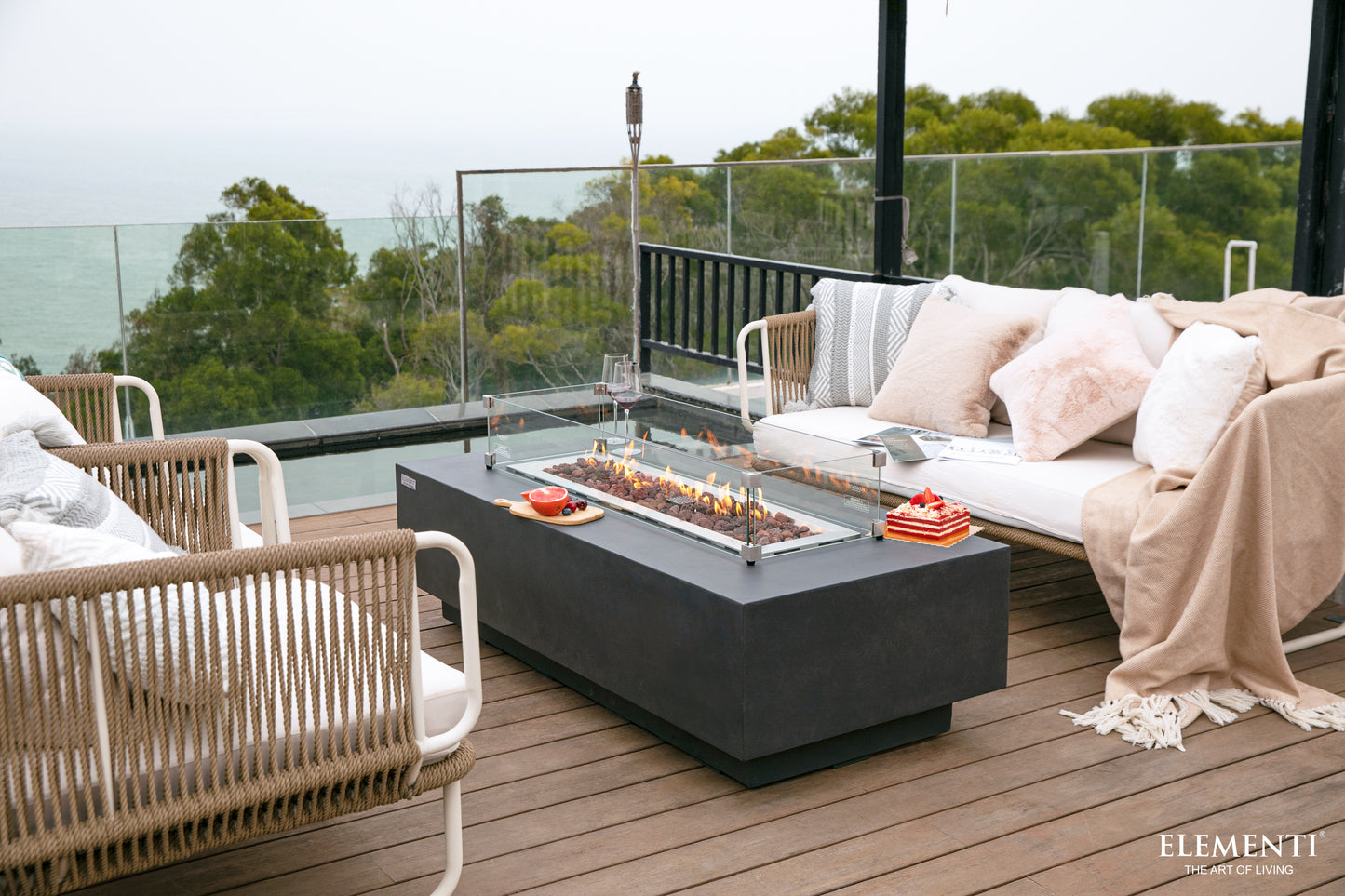 Elementi Granville Concrete Gas Fire Table 60" - Multiple Colors Available Fire Pit Table Elementi   