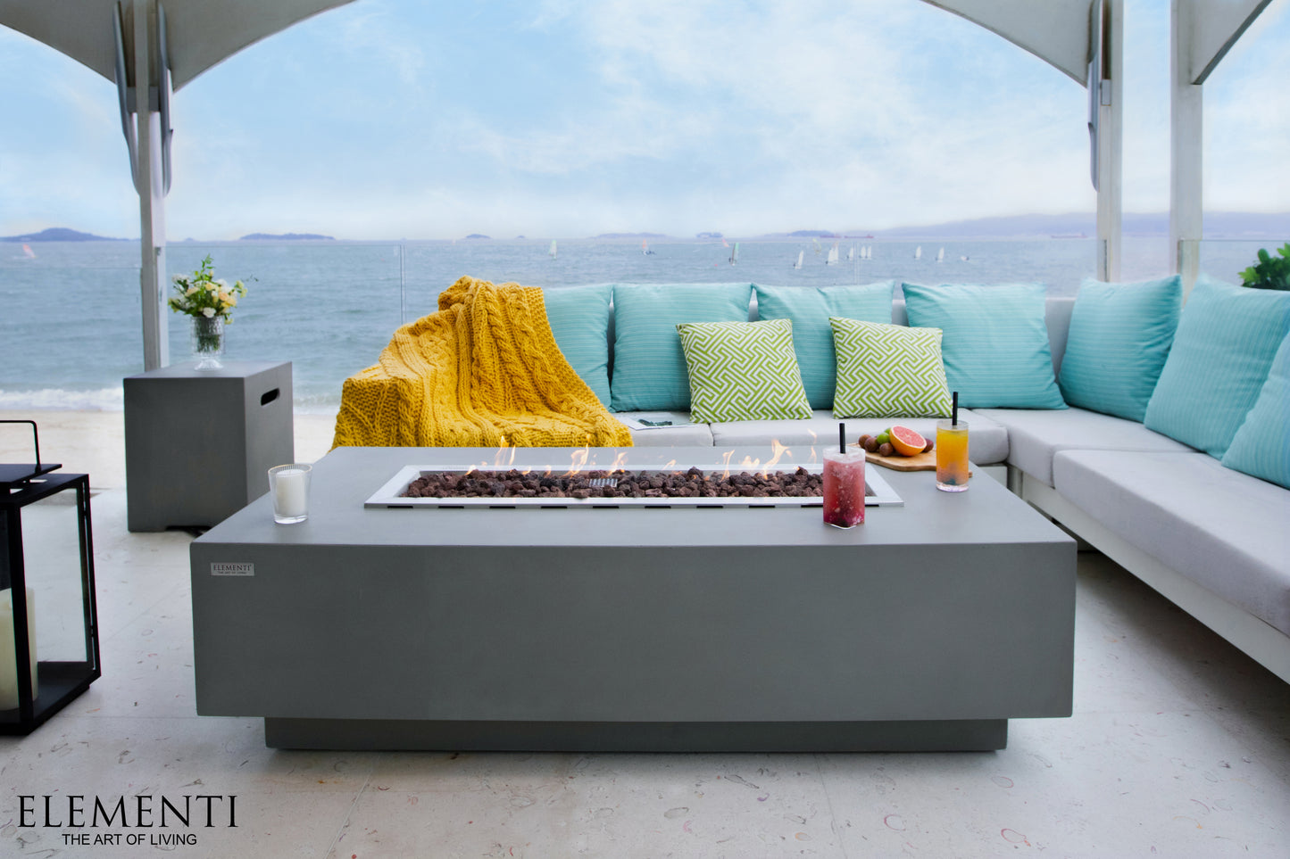 Elementi Granville Concrete Gas Fire Table 60" - Multiple Colors Available Fire Pit Table Elementi   