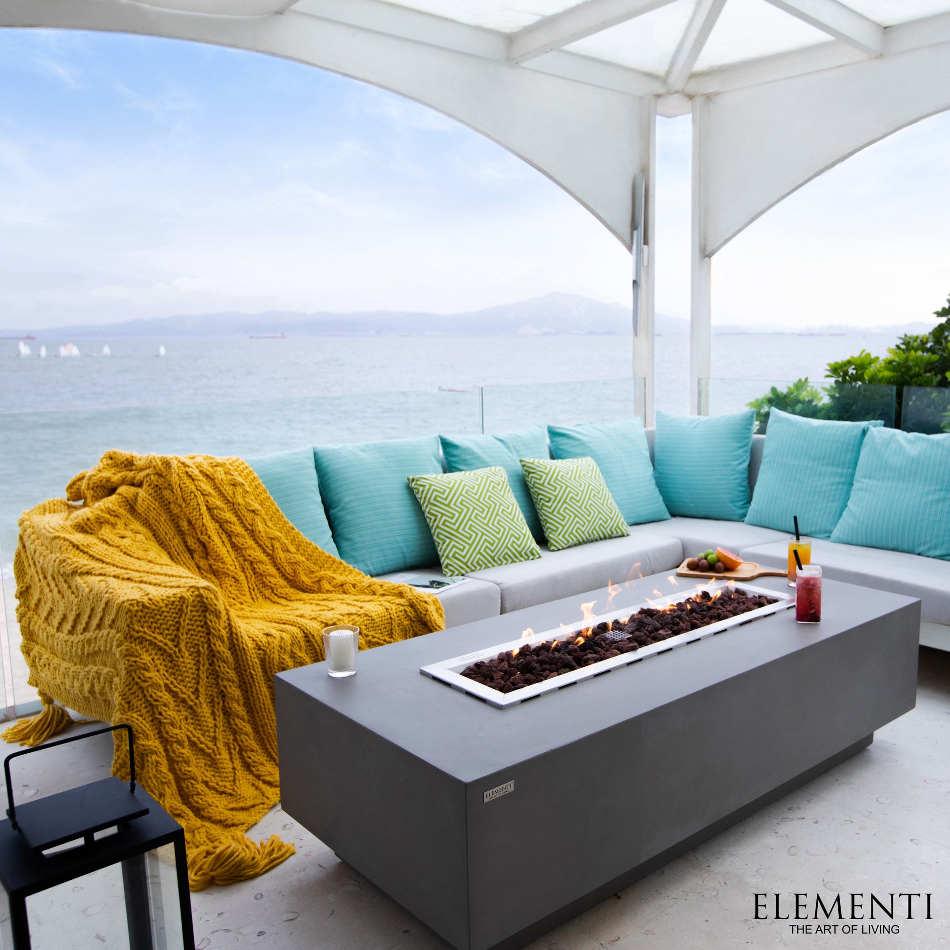 Elementi Granville Concrete Gas Fire Table 60" - Multiple Colors Available Fire Pit Table Elementi   