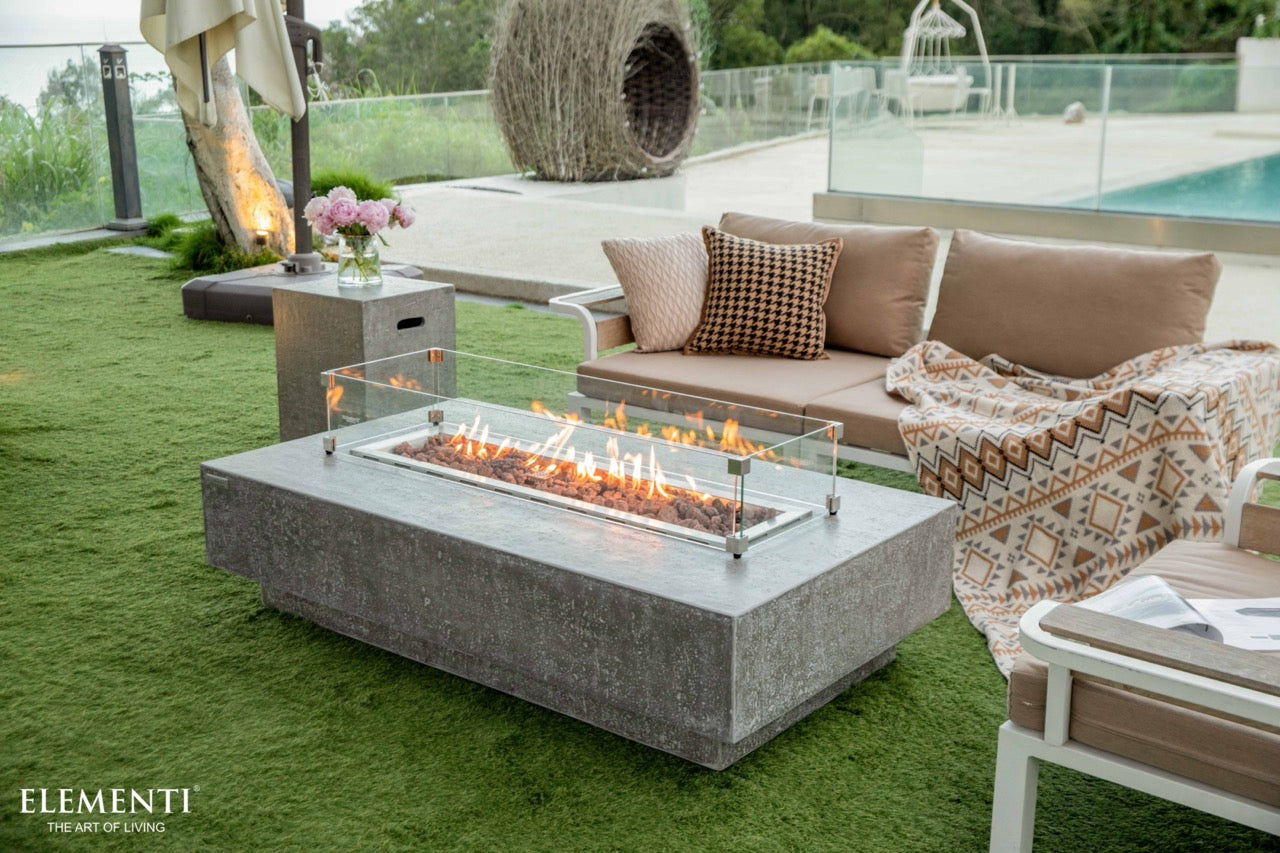 Elementi Hampton Concrete Gas Fire Table 56" - Multiple Colors Available Fire Pit Table Elementi   