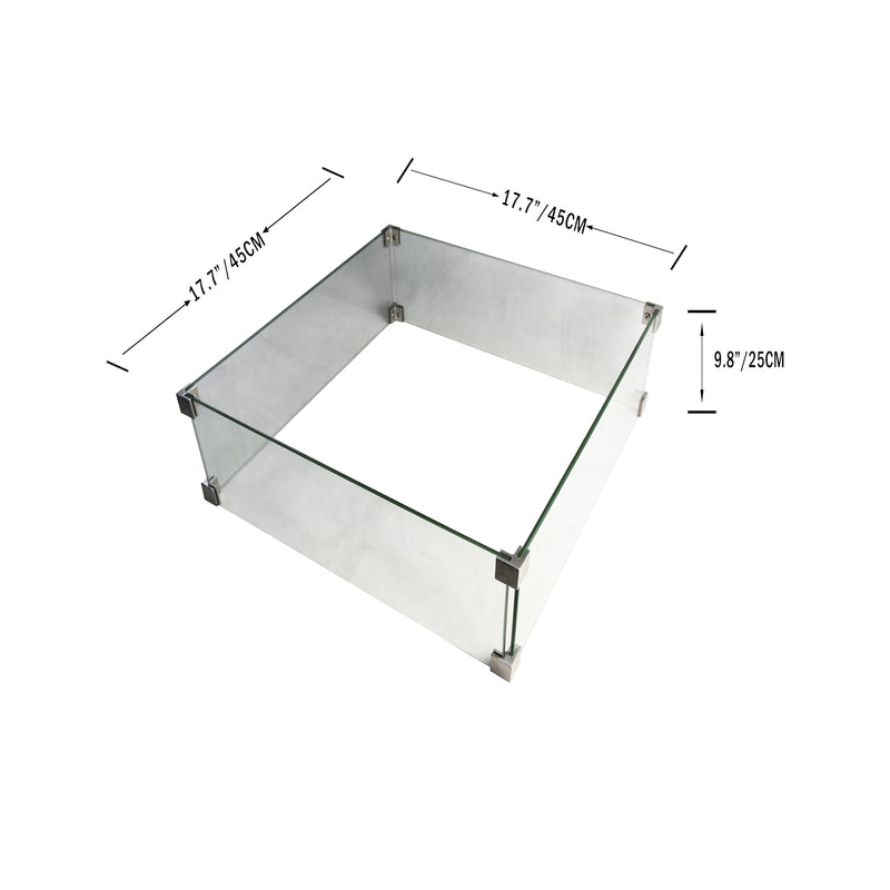Elementi Glass Wind Guard for Rova Gas Fire Table Wind Guards Elementi   
