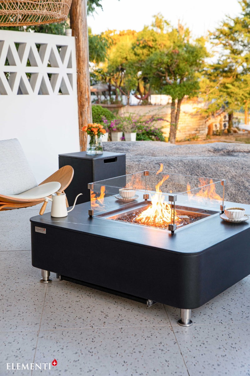 Elementi Plus Copenhagen Marble Porcelain Gas Fire Table 42" Fire Pit Table Elementi   