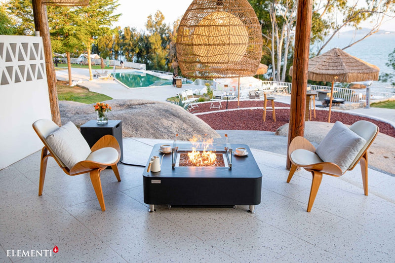 Elementi Plus Copenhagen Marble Porcelain Gas Fire Table 42" Fire Pit Table Elementi   