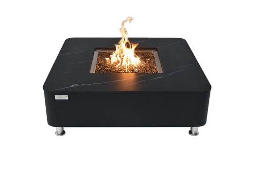 Elementi Plus Copenhagen Marble Porcelain Gas Fire Table 42" Fire Pit Table Elementi Natural Gas  