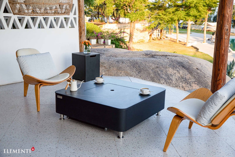 Elementi Plus Copenhagen Marble Porcelain Gas Fire Table 42" Fire Pit Table Elementi   