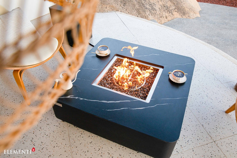 Elementi Plus Copenhagen Marble Porcelain Gas Fire Table 42" Fire Pit Table Elementi   