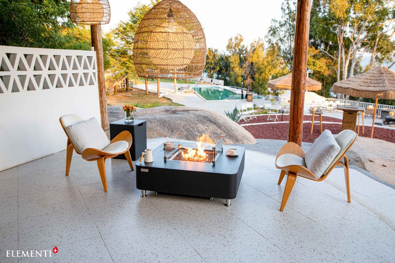 Elementi Plus Copenhagen Marble Porcelain Gas Fire Table 42" Fire Pit Table Elementi   