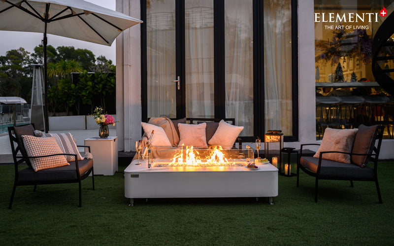 Elementi Plus Athens Marble Porcelain Gas Fire Table 62" Fire Pit Table Elementi   