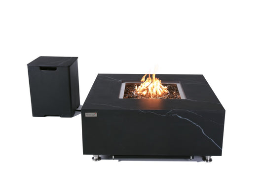 Elementi Plus Sofia Marble Porcelain Gas Fire Table 39" Fire Pit Table Elementi   