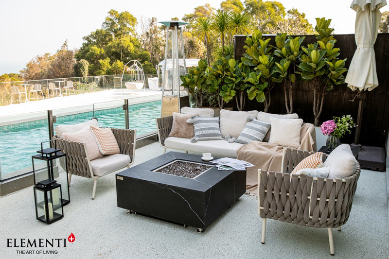 Elementi Plus Sofia Marble Porcelain Gas Fire Table 39" Fire Pit Table Elementi   