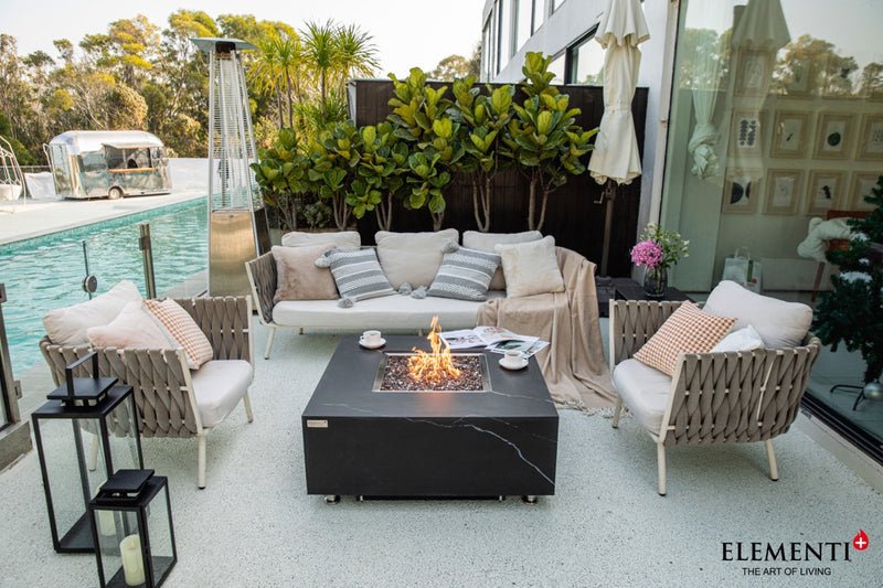 Elementi Plus Sofia Marble Porcelain Gas Fire Table 39" Fire Pit Table Elementi   