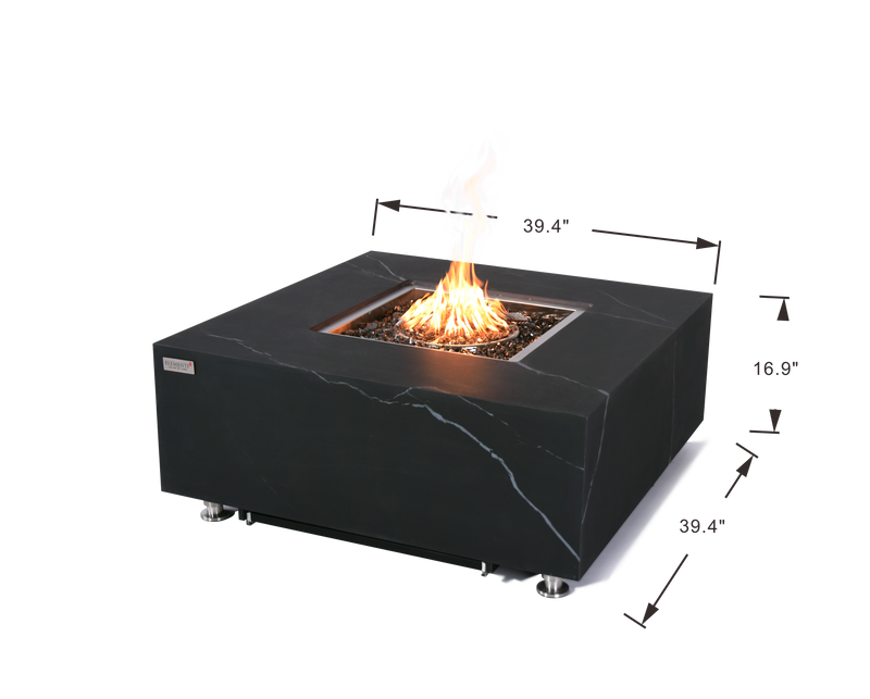 Elementi Plus Sofia Marble Porcelain Gas Fire Table 39" Fire Pit Table Elementi   