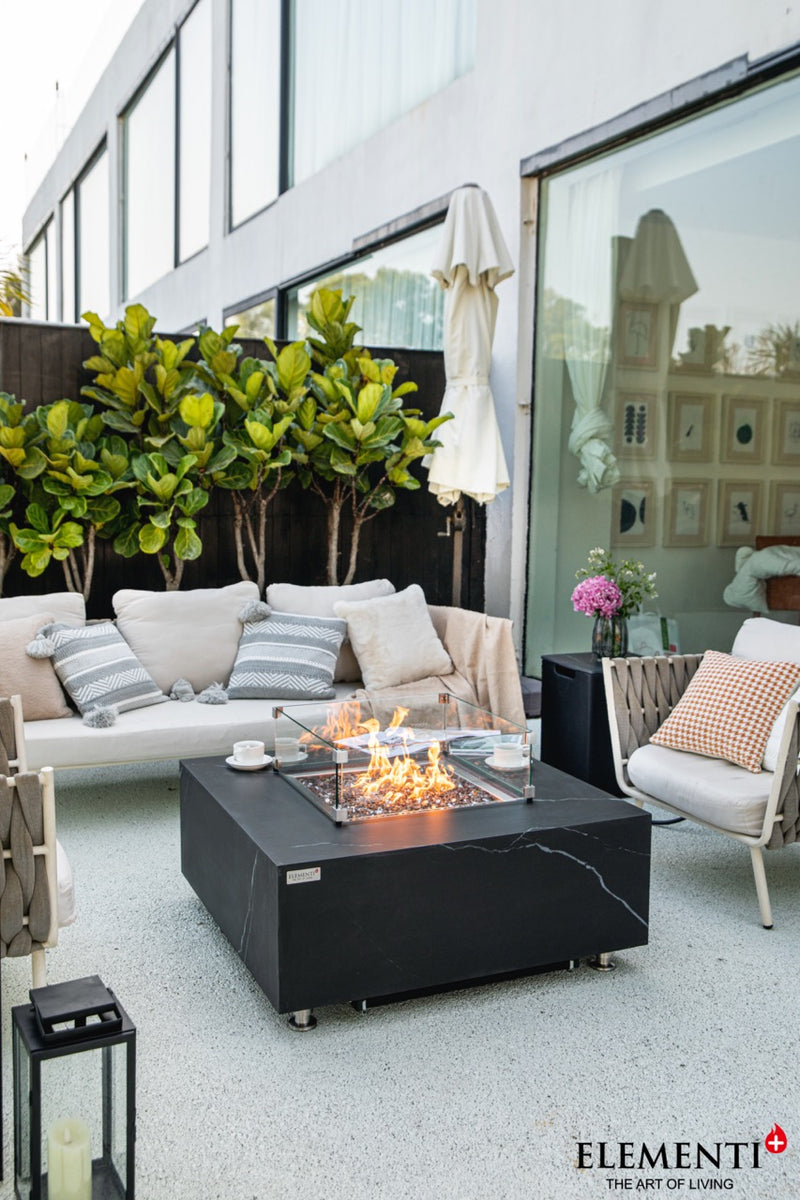 Elementi Plus Sofia Marble Porcelain Gas Fire Table 39" Fire Pit Table Elementi   