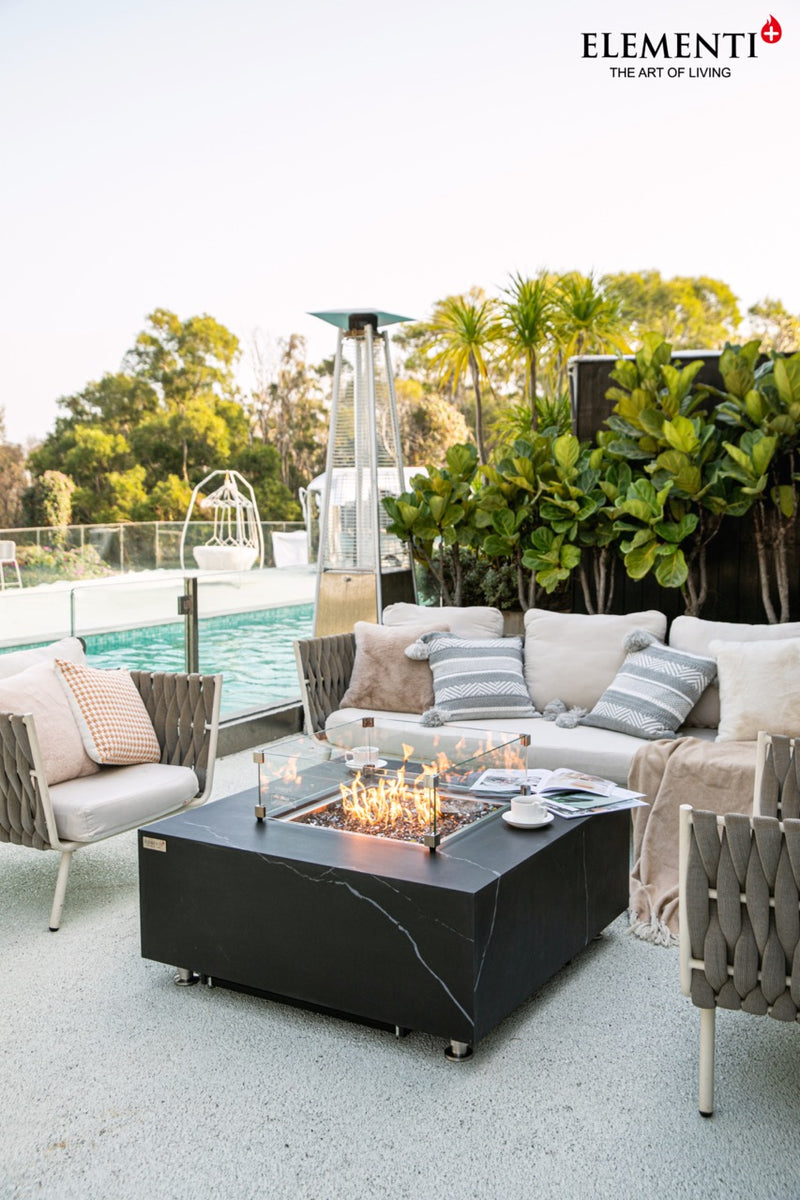 Elementi Plus Sofia Marble Porcelain Gas Fire Table 39" Fire Pit Table Elementi   