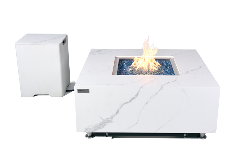 Elementi Plus Bianco Marble Porcelain Gas Fire Table 40" Fire Pit Table Elementi   