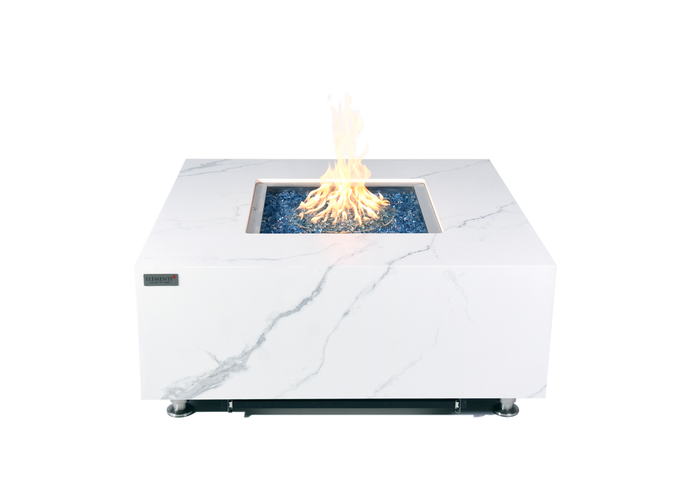 Elementi Plus Bianco Marble Porcelain Gas Fire Table 40" Fire Pit Table Elementi   