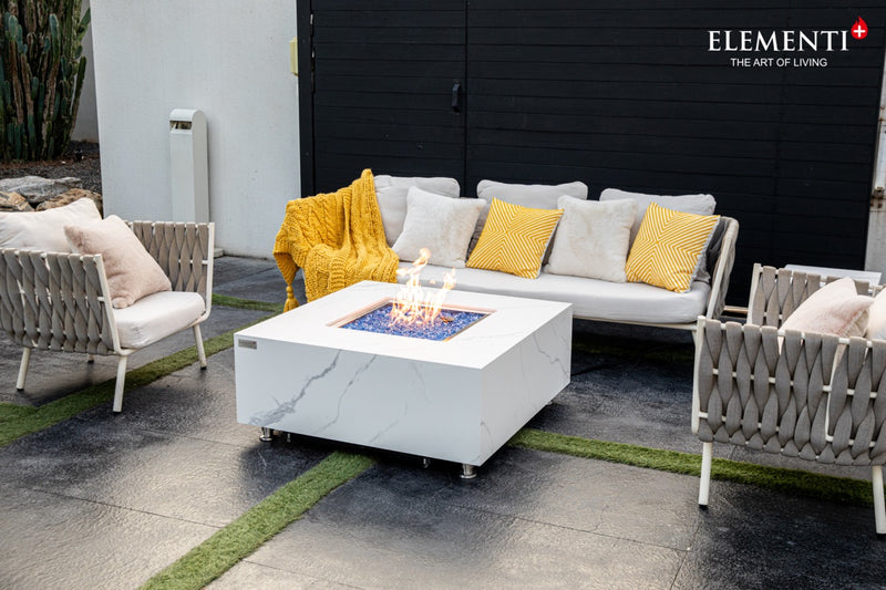 Elementi Plus Bianco Marble Porcelain Gas Fire Table 40" Fire Pit Table Elementi   