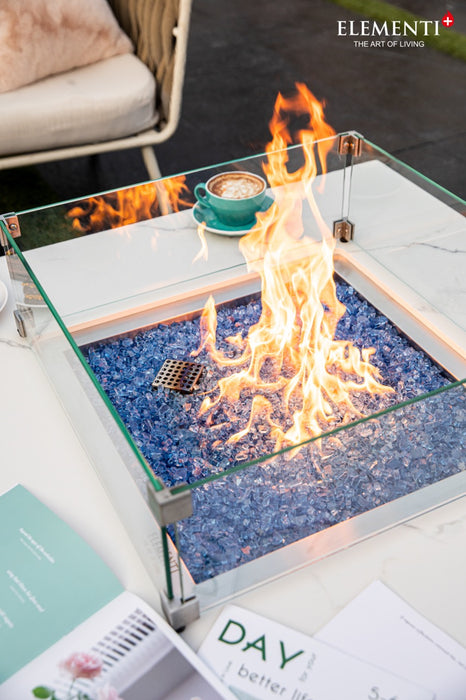 Elementi Plus Bianco Marble Porcelain Gas Fire Table 40" Fire Pit Table Elementi   