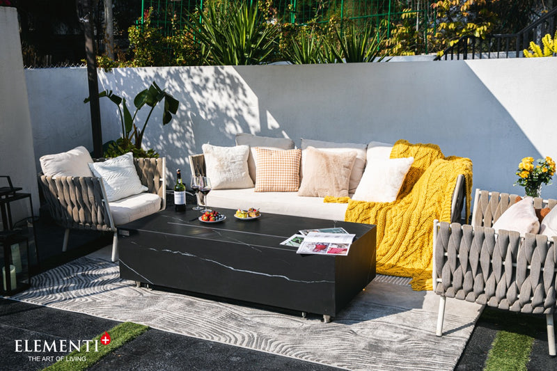 Elementi Plus Varna Marble Porcelain Gas Fire Table 60" Fire Pit Table Elementi   