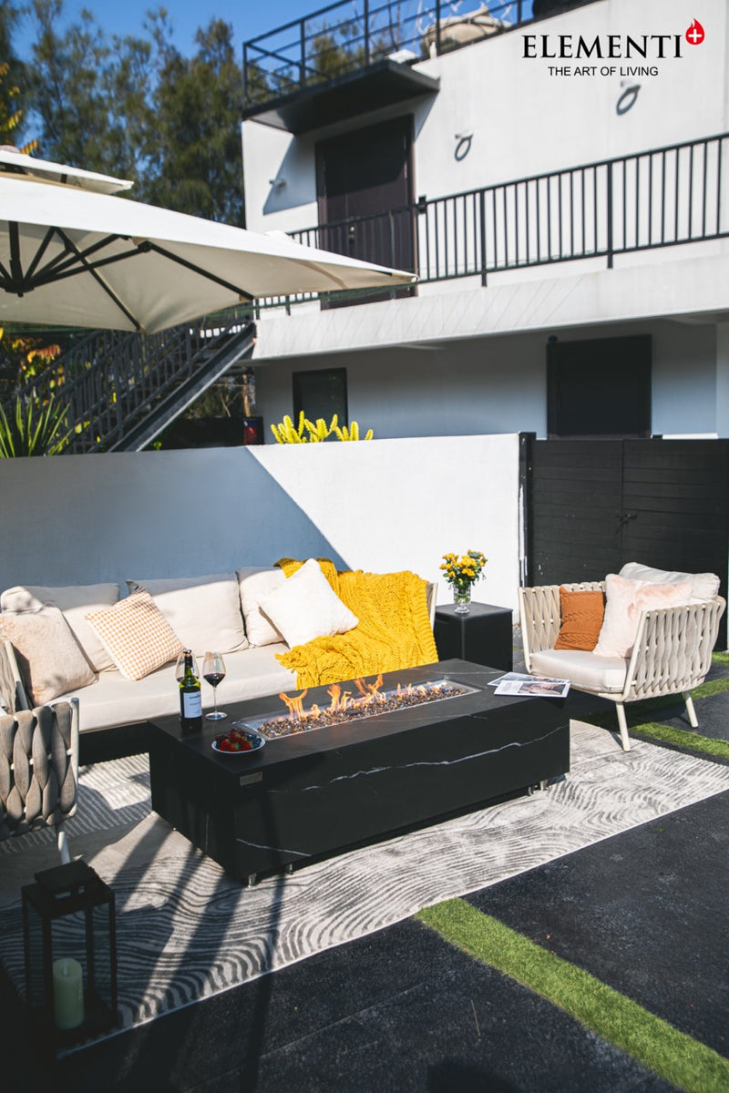 Elementi Plus Varna Marble Porcelain Gas Fire Table 60" Fire Pit Table Elementi   