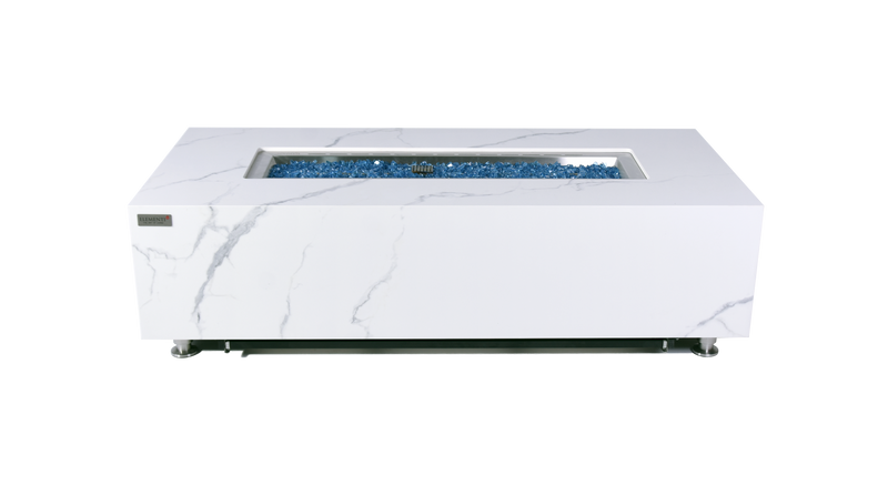 Elementi Plus Carrara Marble Porcelain Gas Fire Table 60" Fire Pit Table Elementi   