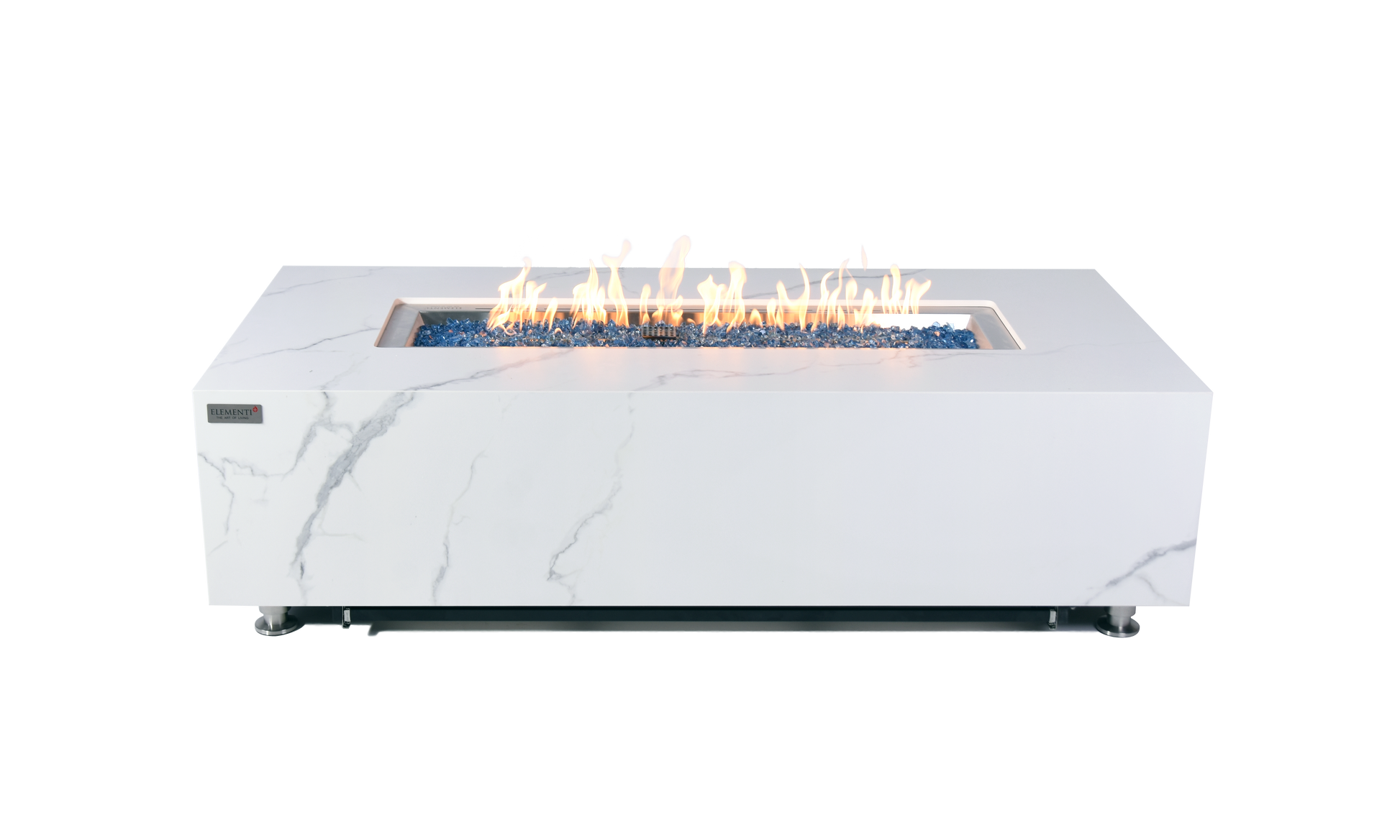 Elementi Plus Carrara Marble Porcelain Gas Fire Table 60" Fire Pit Table Elementi   