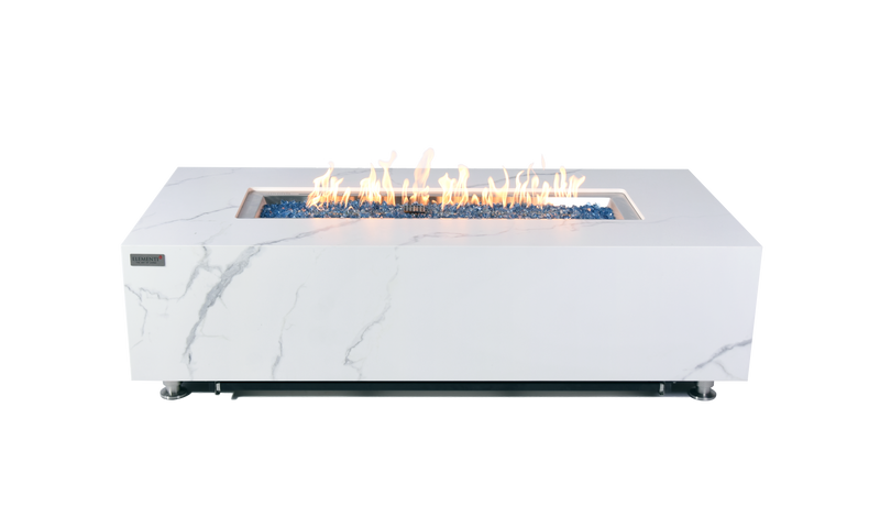 Elementi Plus Carrara Marble Porcelain Gas Fire Table 60" Fire Pit Table Elementi   