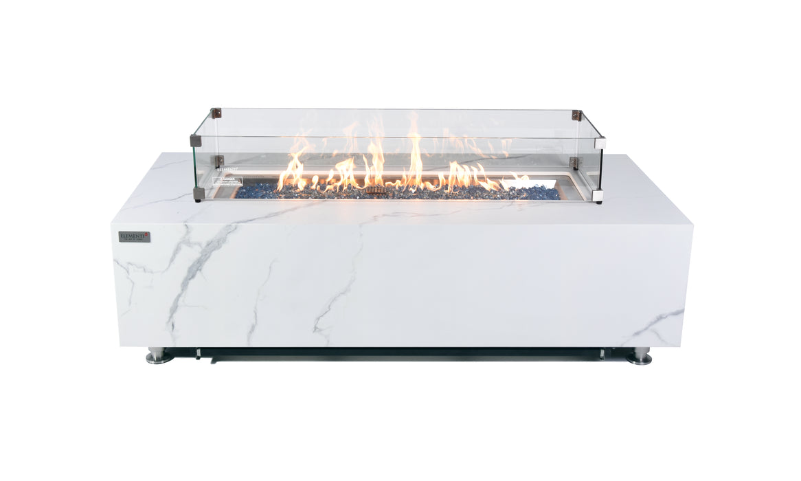Elementi Plus Carrara Marble Porcelain Gas Fire Table 60" Fire Pit Table Elementi Natural Gas  