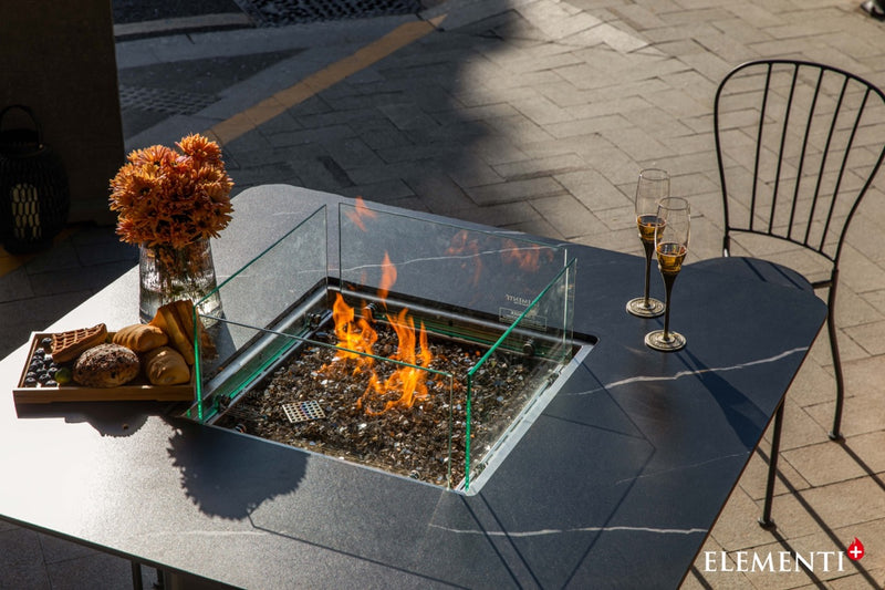 Elementi Plus Brugge Marble Porcelain Gas Dining Height Fire Table 46" Fire Pit Table Elementi   