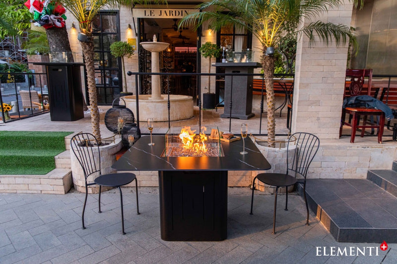 Elementi Plus Brugge Marble Porcelain Gas Dining Height Fire Table 46" Fire Pit Table Elementi   
