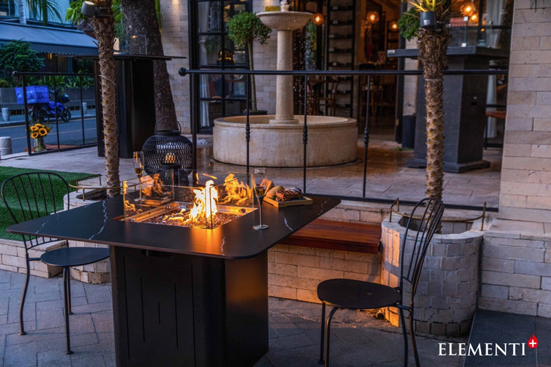 Elementi Plus Brugge Marble Porcelain Gas Dining Height Fire Table 46" Fire Pit Table Elementi   